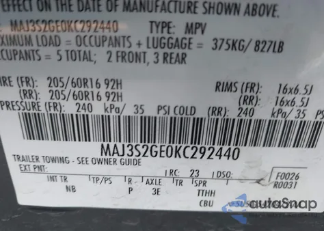 2019 Ford Ecosport Se from USA, damaged, VIN MAJ3S2GE0KC292440